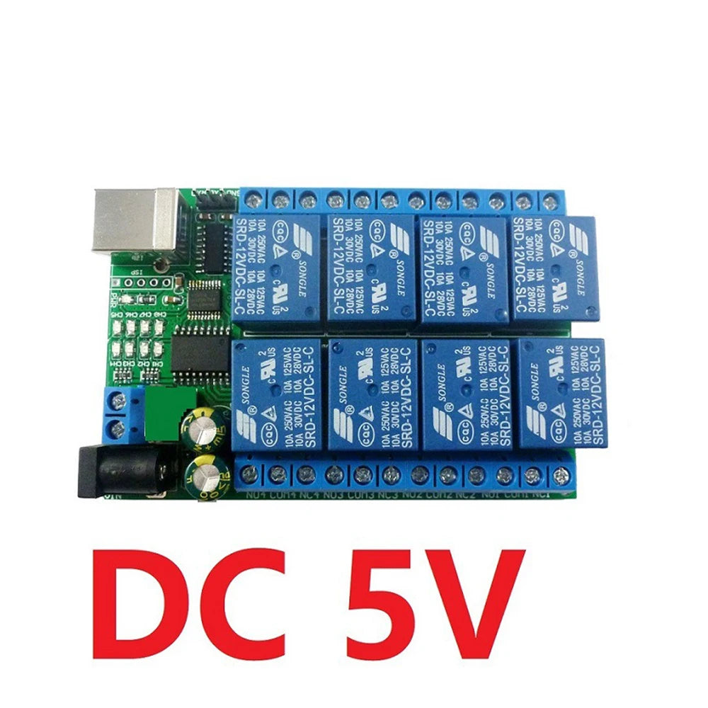 2 in 1 DC 5V 12V 24V 8CH USB Serial Port Relay Module UART RS232 TTL Multifunction Switch Board CH340 for Motor LED PTZ PLC IPC Vue