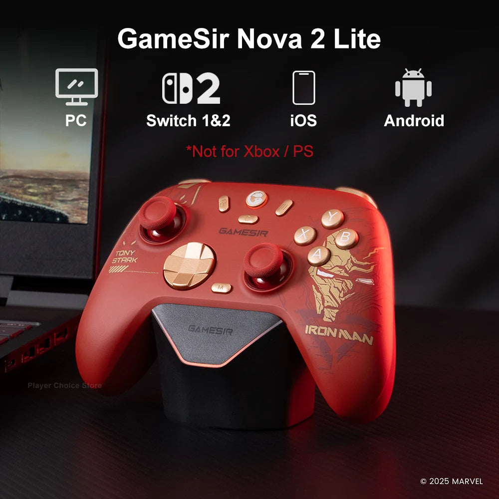 GameSir Nova 2 Lite Iron Man Limited Edition for Nintendo Switch 2/1 Steam PC iOS Android Marvel Licensed Hall Effect Joysticks Vue
