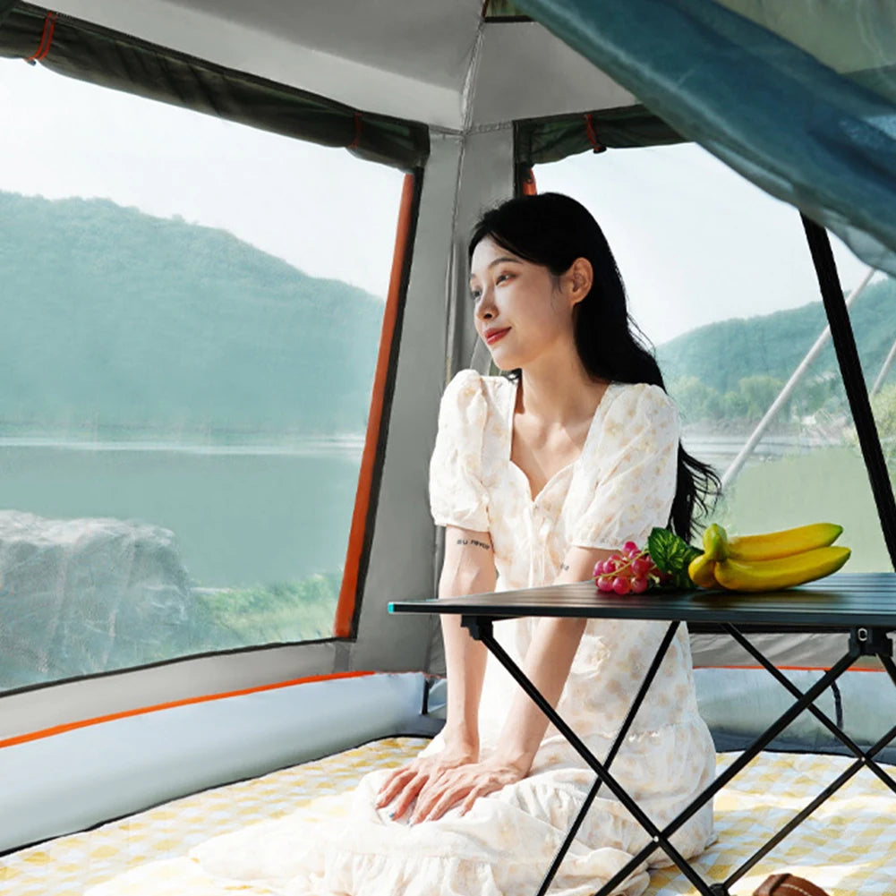 Automatic Quick Open Tent with Canopy Automatic Camping Tent Sun-Protection Portable Hexagonal Tent for Family 3-4/4-6 People Vue
