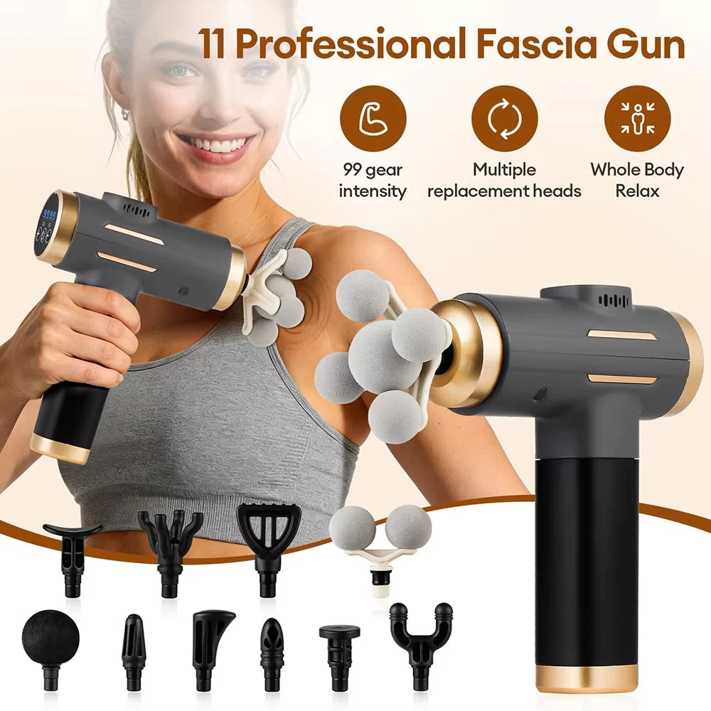 99 Level Electric Massage Gun Powerful Fascia Gun High-Frequency Vibration Body Massage Gun Arms Leg Muscle masajeador Vue