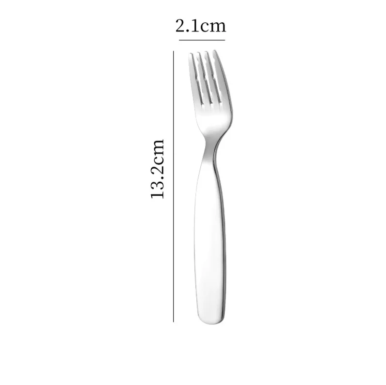 Stainless Steel Spoon Fork Set Short Handle Children's Tableware Household Baby Food Spoon Soup Spoon〔CC11〕 Vue D3