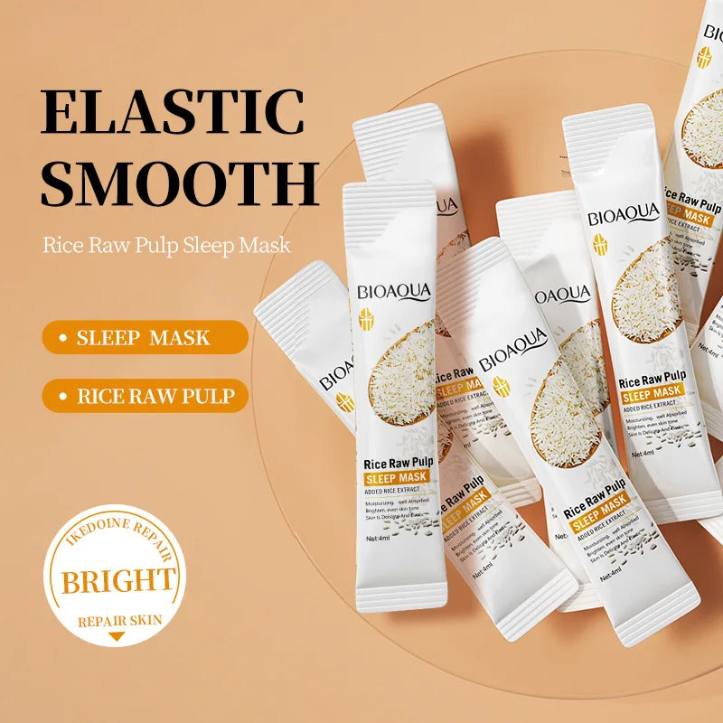 20/40/60 Pieces of Bioaoua Rice Puree Sleeping Mask, No-Rinse Mask, Moisturizes Skin, Hydrates and Moisturizes Vue