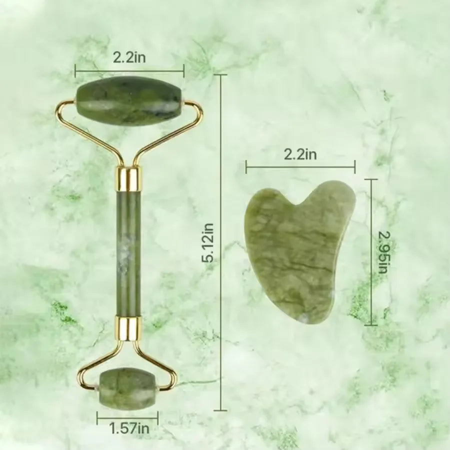 Natural Rose Jade Roller Face Massage Gua Sha Board Jade Massager Body Facial Eye Scraping Acupuncture Face Lift Vue