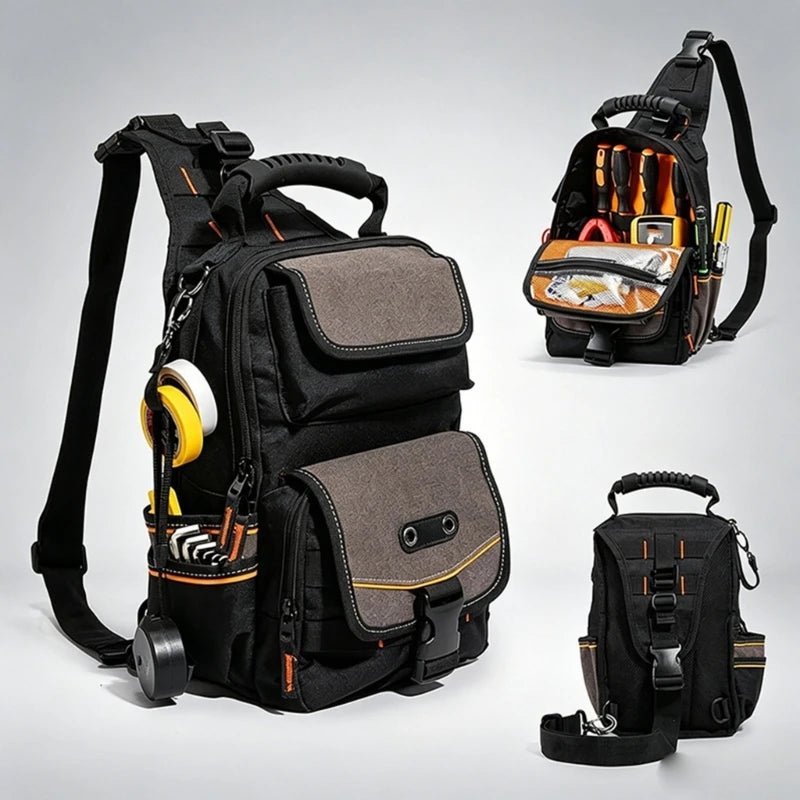 FISOKEE Electrician Tool Bag – Multi-Pocket & Shoulder Strap Electrician Tool Bag Vue