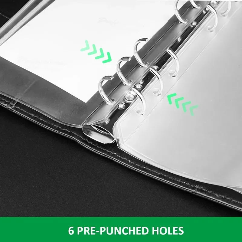 20/30/50Pcs Transparent Waterproof PVC Binder Inserts Binder Envelopes Photos Collection of Banknotes A6 Binder Pockets 6-Holes Vue