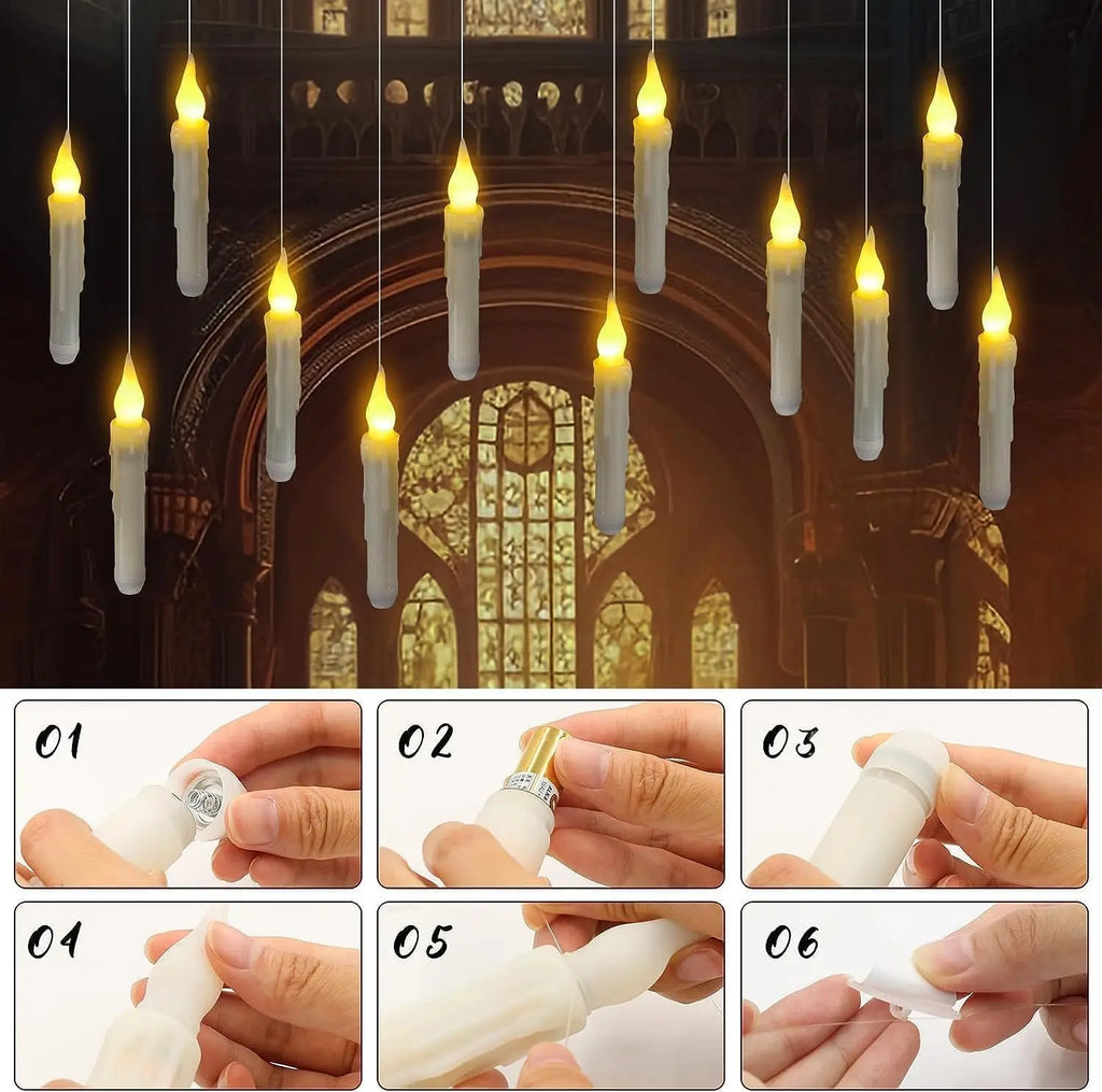 Remote Flameless LED Cone Shaped Floating Candle for Hanging Decor Home Classroom Birthday Party Halloween Christmas Indoor Vue