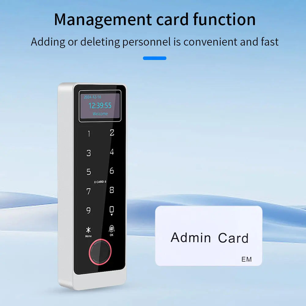 Waterproof WIFI Tuya App Control Fingerprint Reader With LED LCD Screen Stand-Alone Door Keypad Metal RFID Access Control System Vue