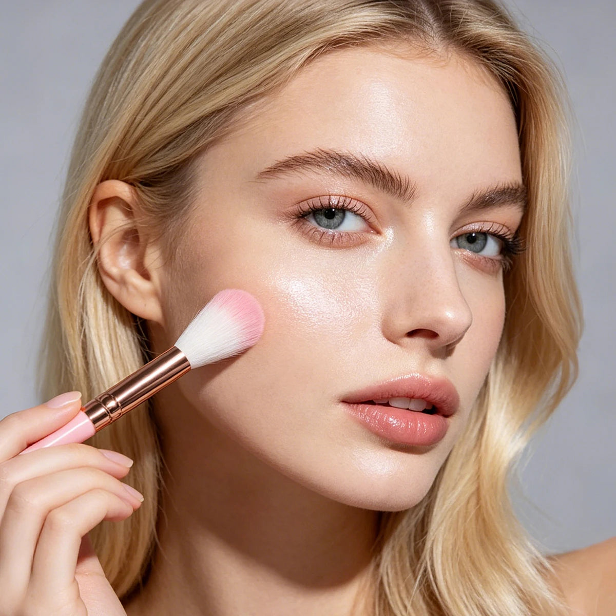 3PCS Gradient hair Highlighter Makeup Brushes, Pink Long Handle Rose Gold Ferrule Precision Powder Brush Free Shipping Precise H Vue