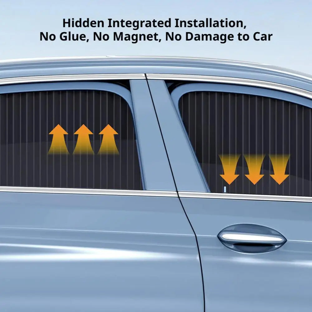 Black Gray Car Privacy Sunshade Embedded Car Curtains Retractable Sliding Rail Car Interior Private Sunscreen Side Window Cloth Vue