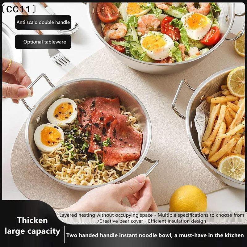 201 Stainless Steel Salad Bowl Melting Boiling Pot Instant Noodle Vue