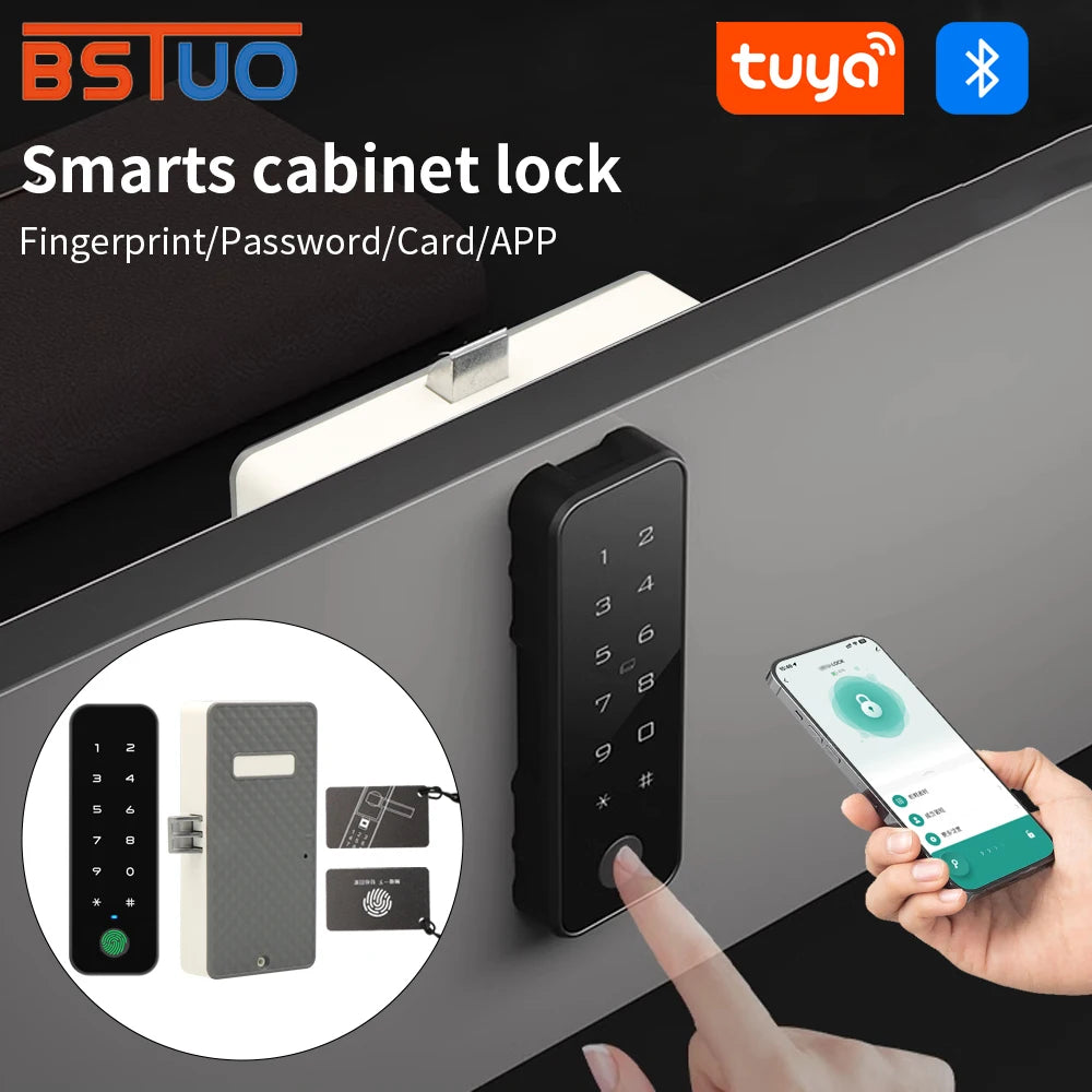 Tuya Smart Fingerprint Lock Electric Biometric Drawer Lock Fingerprint Tuya APP Unlock Smart Door Lock for Drawer Cabinet Locker Vue