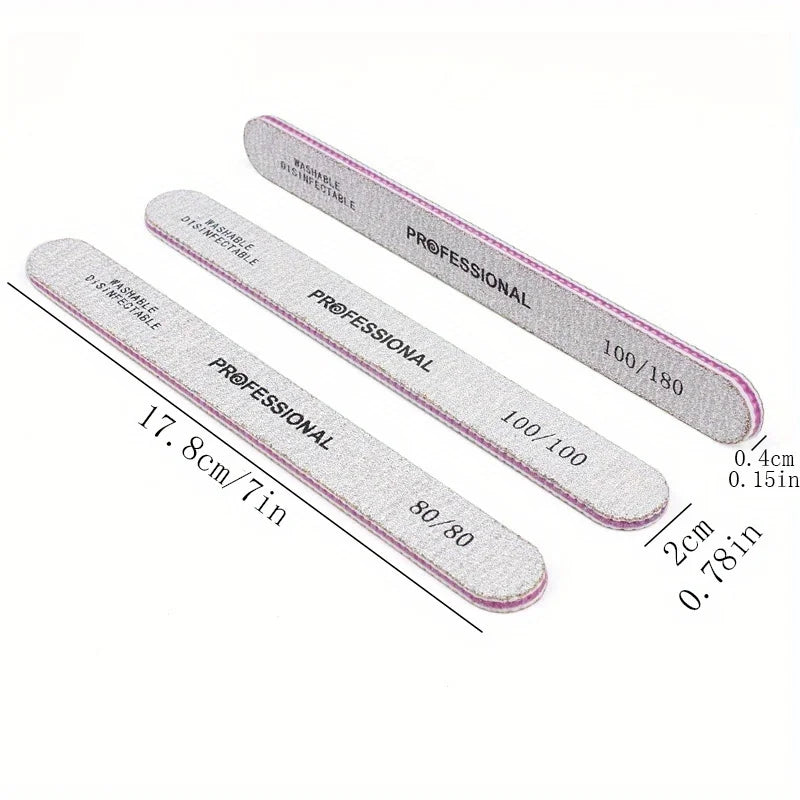 Nail Art Gel Acrylic Tips Files For Pedicure Manicure Care Sanding Buffers Gray Straight Nail File 80/100/180/240 Vue