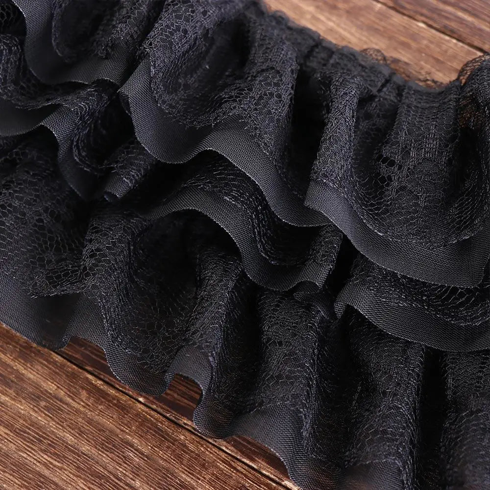Luxurious Pleated Mesh Chiffon Fabric Exquisite Soft Chiffon Edge Lace Three Layers 3D Tulle Tulle Lace Fabric Trim Ribbon Cuffs Vue