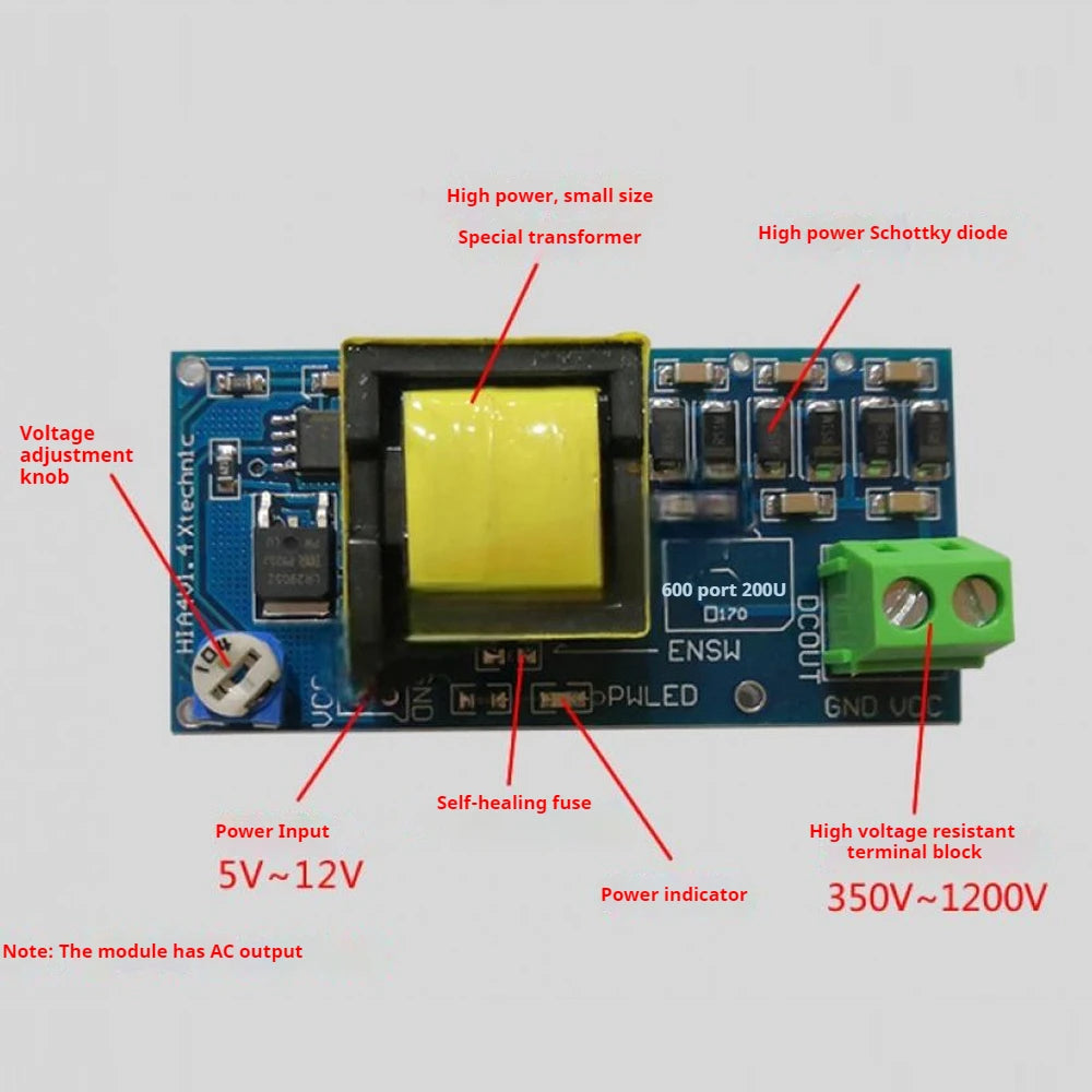 DC-DC Boost Power Supply Module 5V to 400V 300/900/1000V DC XIPA Conversion Continuously Adjustable Power Supply Module Vue