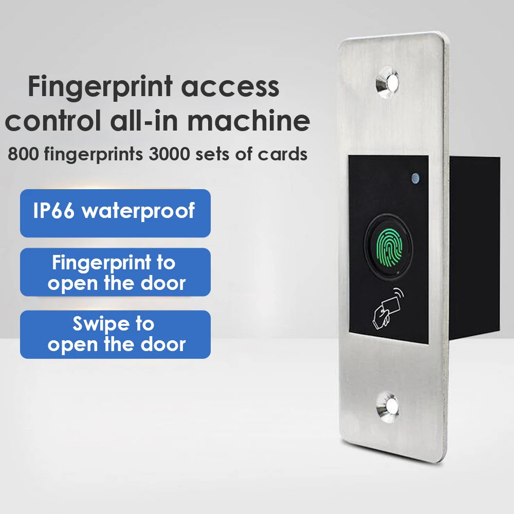 12V DC RFID Reader Keyless Door Opener Metal Access Control Keypad Mini IP66 Waterproof Embedded Mounted Fingerprint Reader Vue