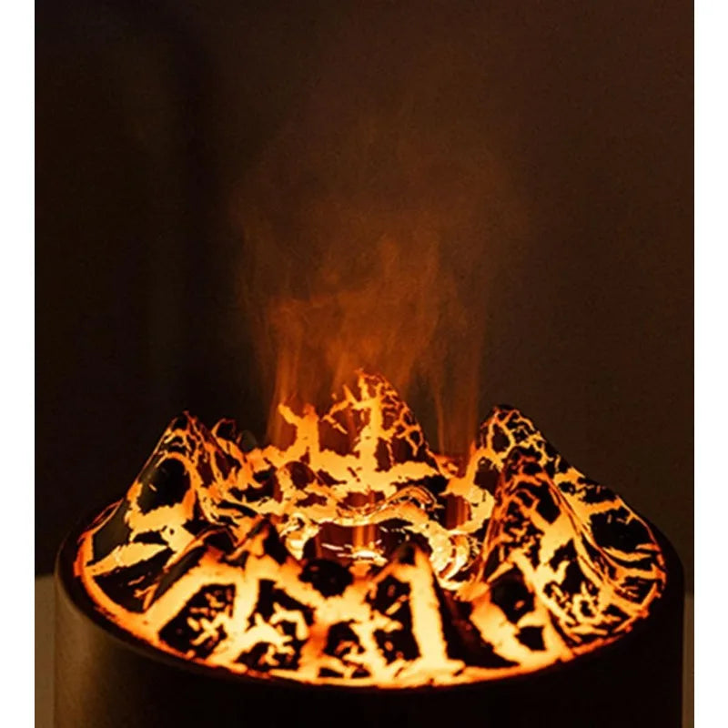 Volcano Flame Aroma Low Noise USB Diffuser Essential Oil Diffuser Bonfire Humidifier with 7-Color Flame Light for Home Office Vue