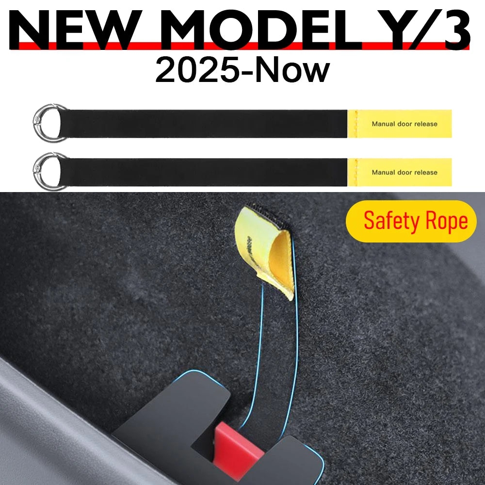 for Tesla Model 3 Y Juniper 2025 2026 Door Emergency Release Pull Cord Rear Door Emergency Switch Pull Rope Safety Accessories Vue