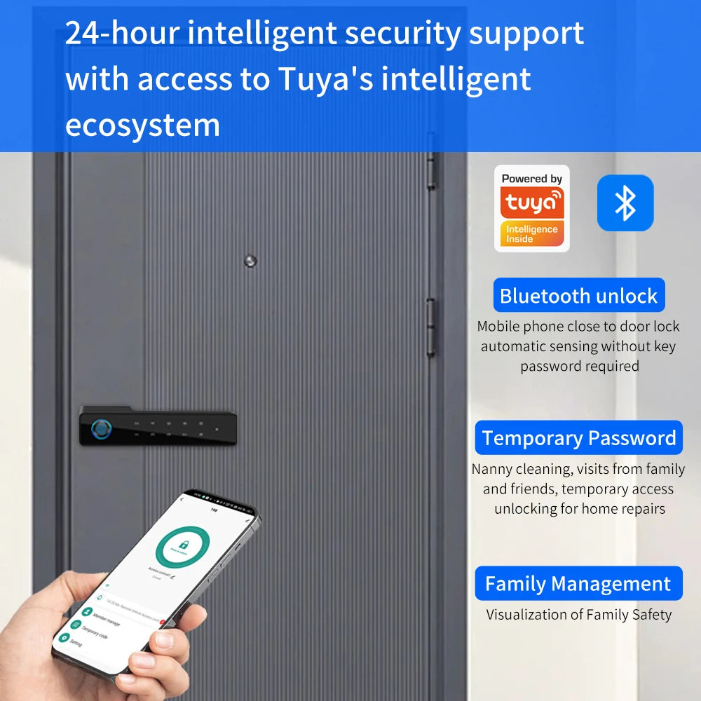 Minimalist Electronic Fingerprint Silent Door Lock Support Tuya App Bedroom Mute Door Locks Mechanical Furniture Magnetic Suctio Vue