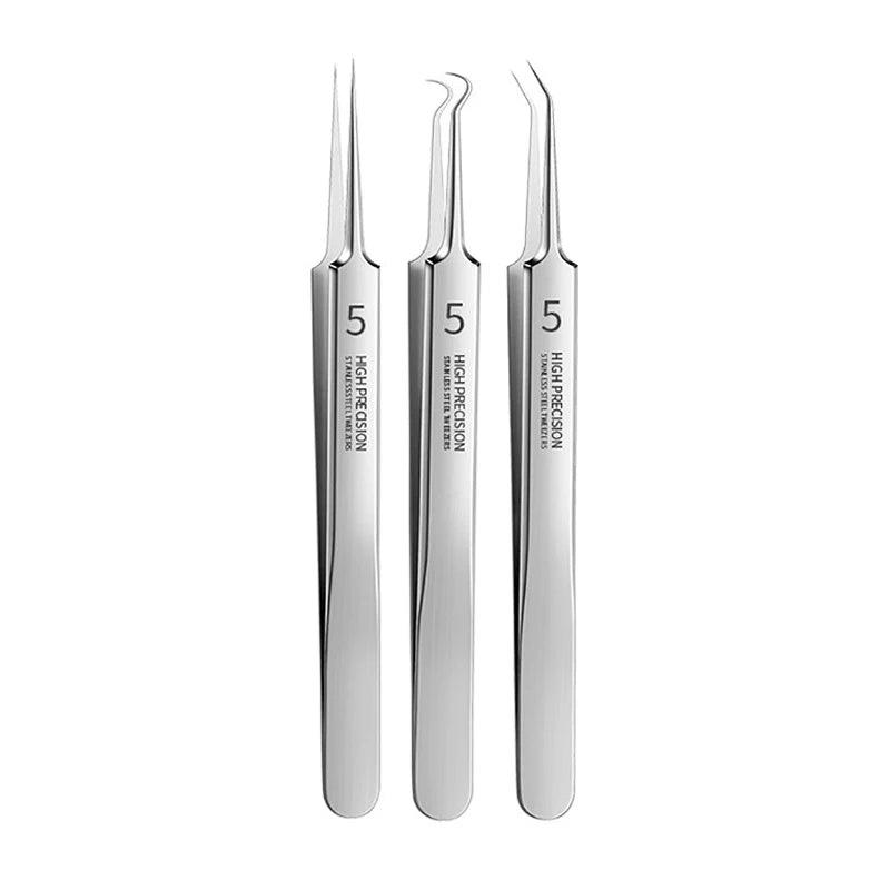 Ultra Fine Blackhead Extractor Tweezer Beard tweezer Acne Remover Needle Single Piece Or Kit Set Facial Skin Care Cleansing Tool Vue 3pcs bag