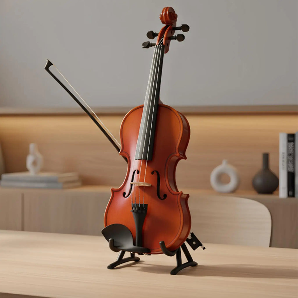 Mini Violin with Sad Music 5 Inch Doll House Decoration Desktop Decor Instrument Model for Children Bedroom Bedside Bookcase Vue