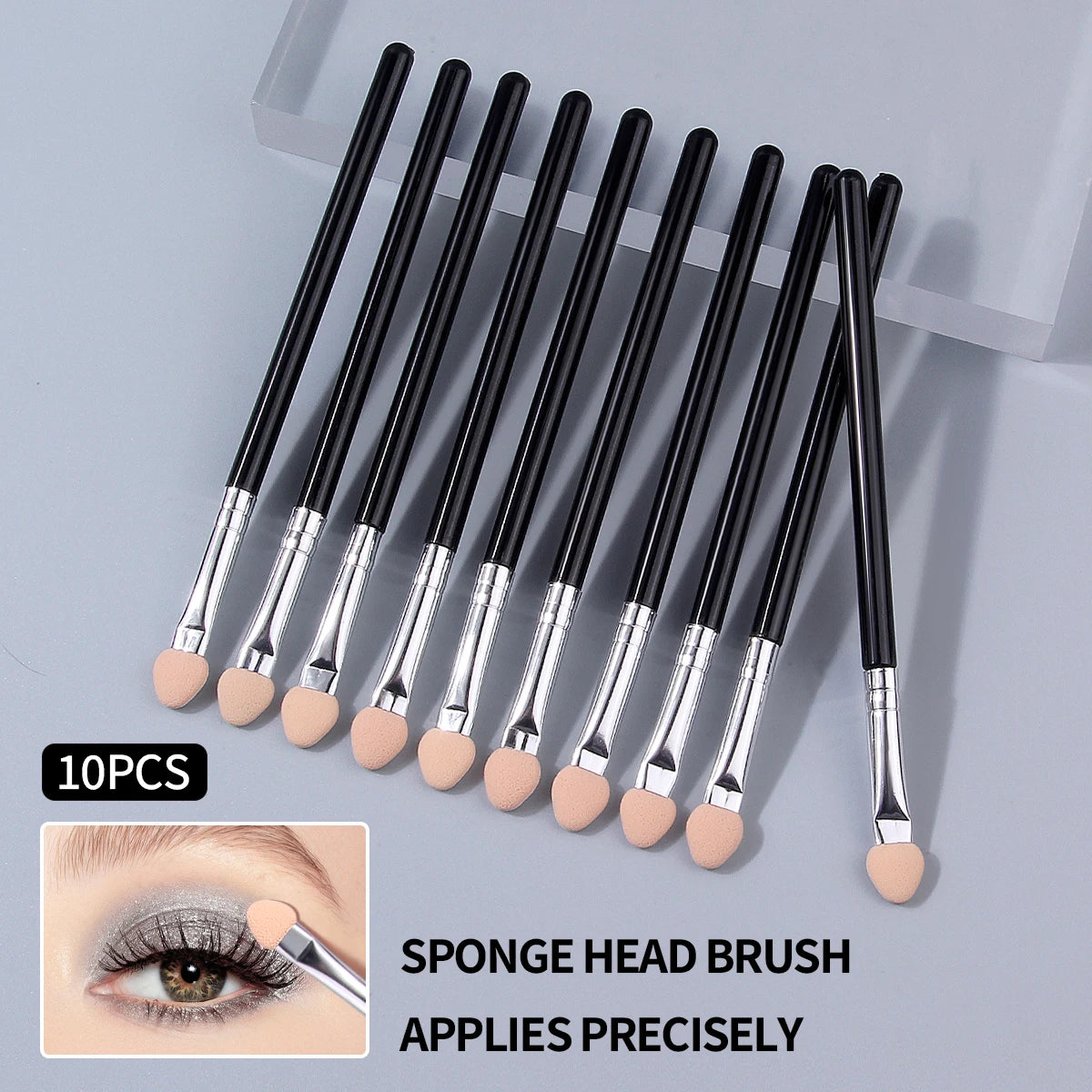 10PCS Black Handle Eyeshadow Sponge Applicators for Eyeshadow & Concealer Vue black