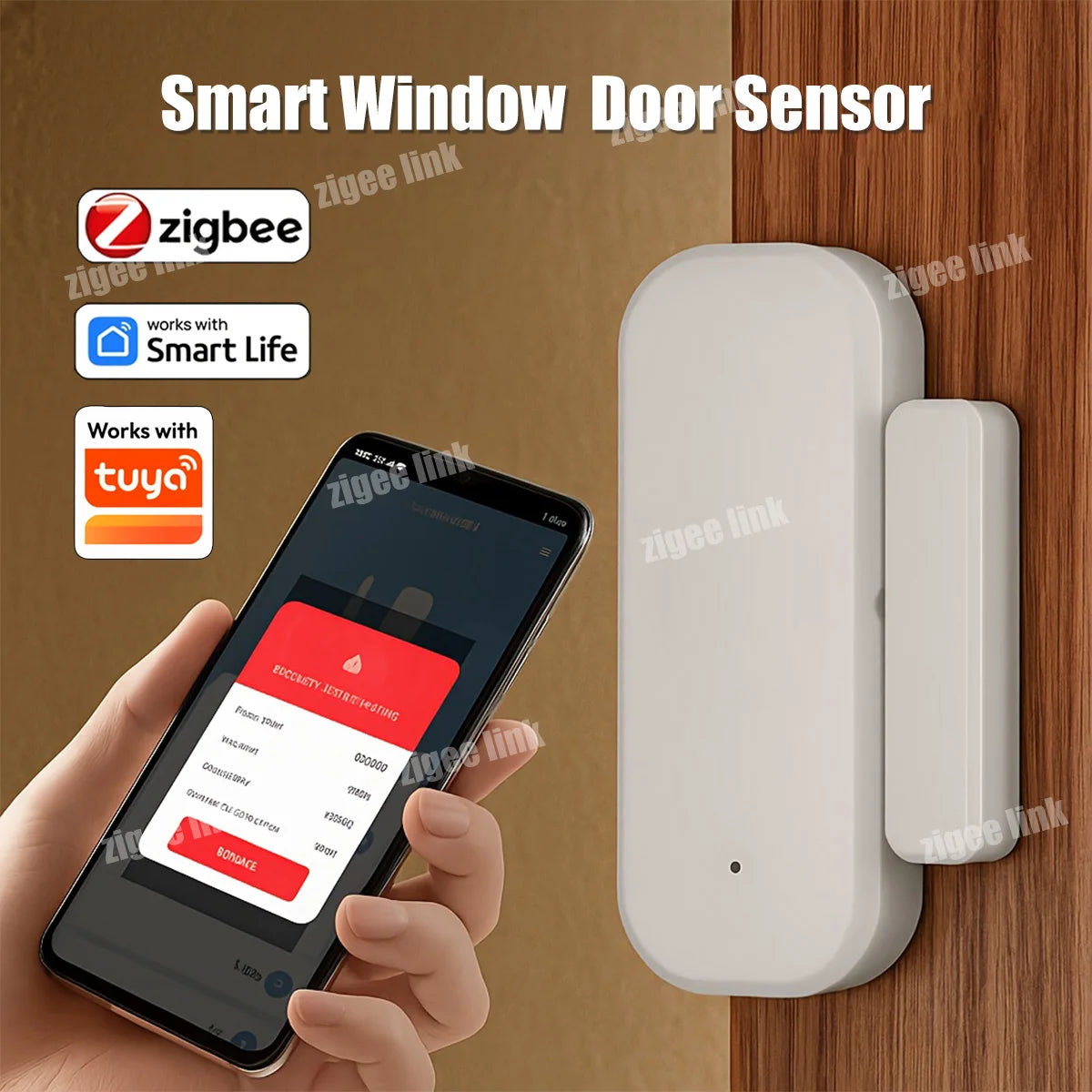 Tuya Zigbee 3.0 Smart Door Sensor Window Magnetic Sensor Wireless Door Alarm Detector Smart Home Security System Vue WHITE