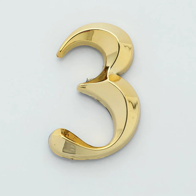 3D Door Number ABS Injection Molding Electroplating Plate Digits 0 To 9 Golden Door Self Adhesive Street Sticker Outdoor Vue 3