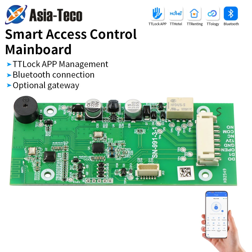 TTLOCK APP Bluetooth Access Controller PCB Board Wiegand Relay NO/NC for Electric Lock Exit Button Door Access Control System Vue