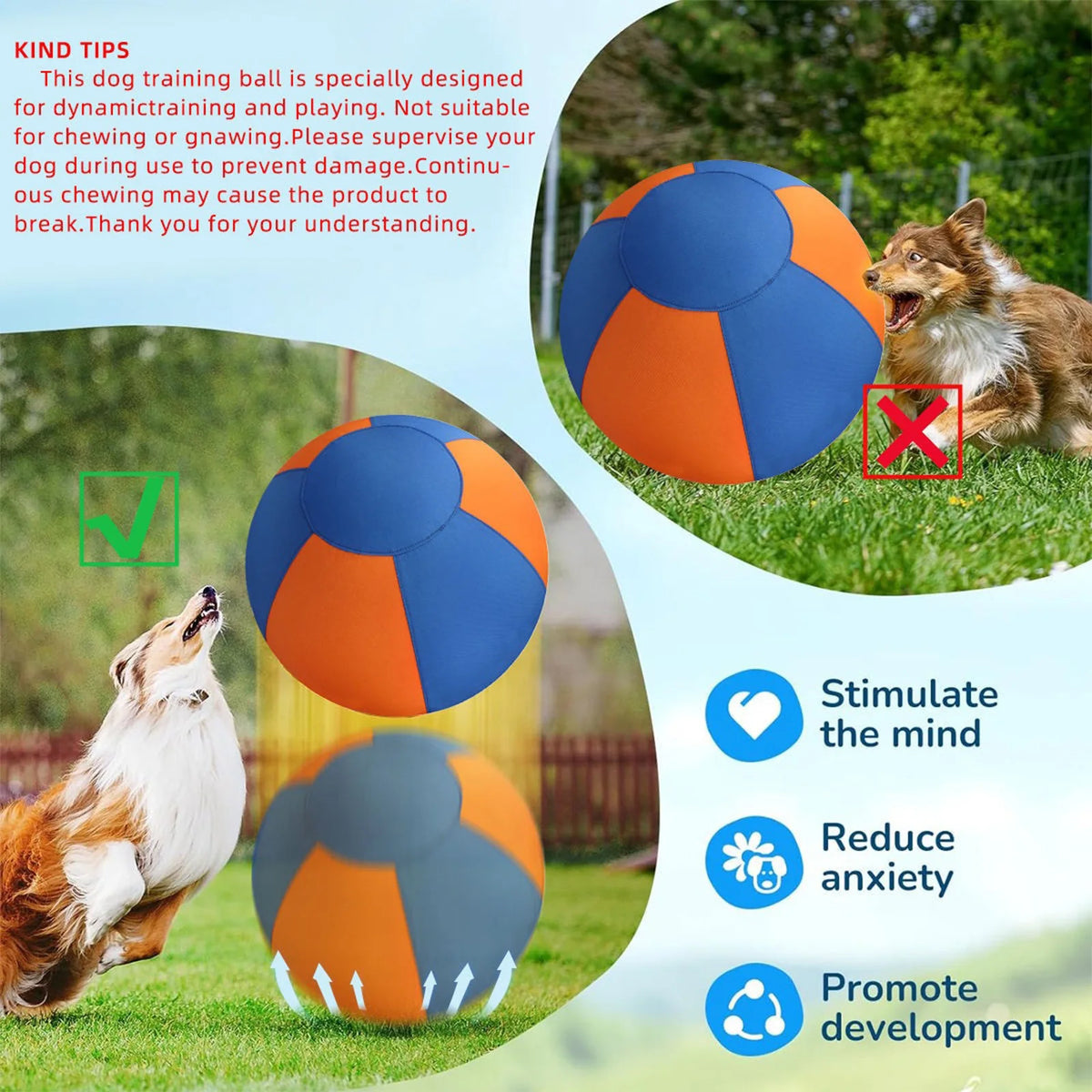 Herding Ball for Dogs – Jolly Ball for Large Active Breeds Interactive Dog Toy Vue