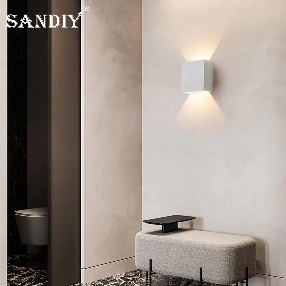 SANDIY Gypsum Wall Sconce – Square Plaster LED Wall Light Wall Sconce Light Vue
