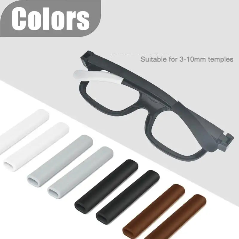 2 Pairs Silicone Anti-Slip Holder Glasses Anti-slip Cover Ear Hook For Sunglasses Eyeglass Leg Temple Tips Black White Brown Vue