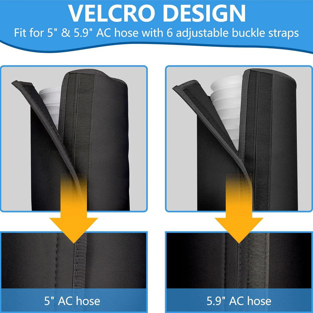 Portable AC Hose Insulation Cover, 3-Layer Heat Shield Wrap For 5"-5.9" Exhaust Pipe, Dustproof Sleeve With Adjustable Straps Vue