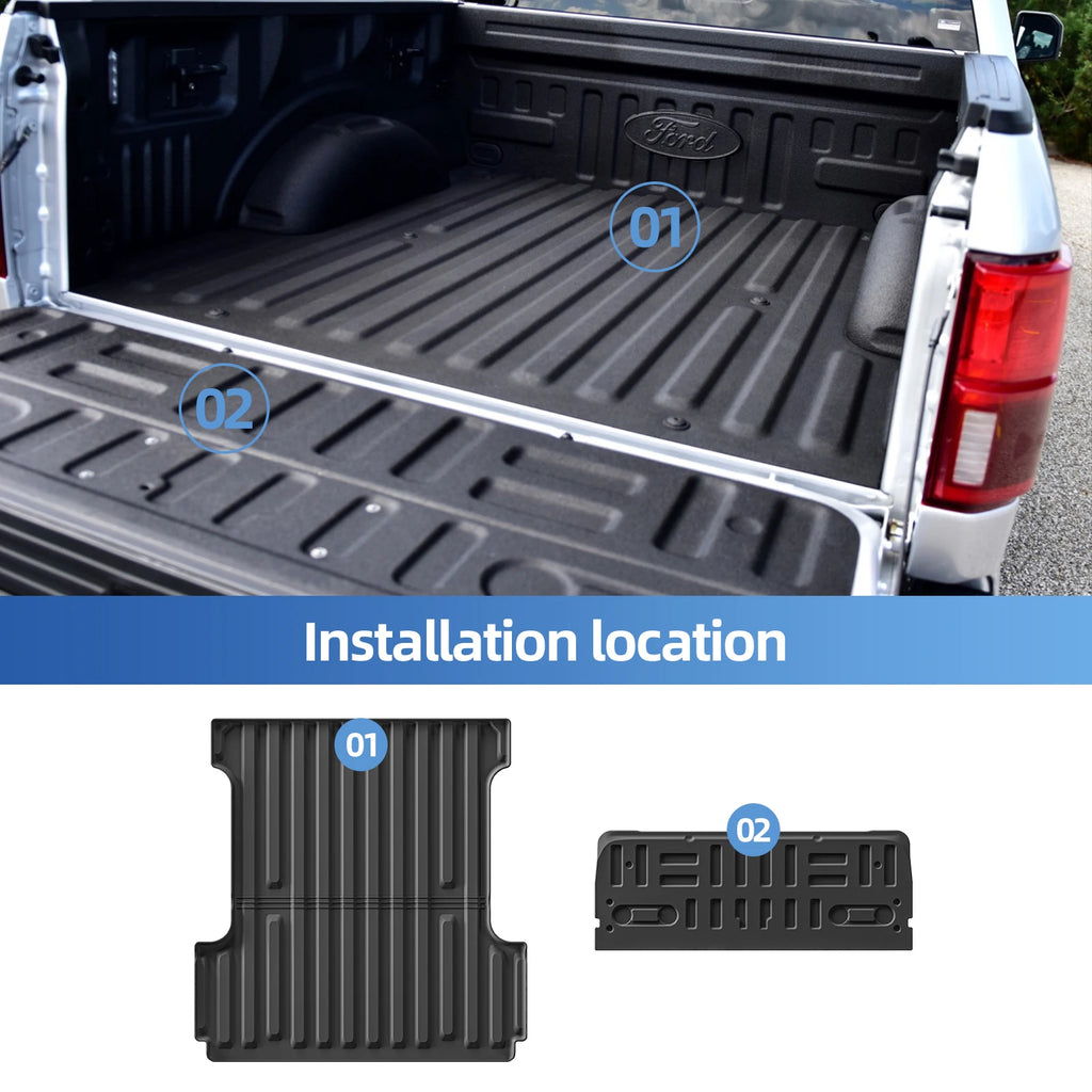 Smabee for Ford F-150 F150 5.5FT 2015-2024 TPE All -Weather Short Bed Liner Pickup Cargo Bed Protector Truck Bed Mat Accessories Vue