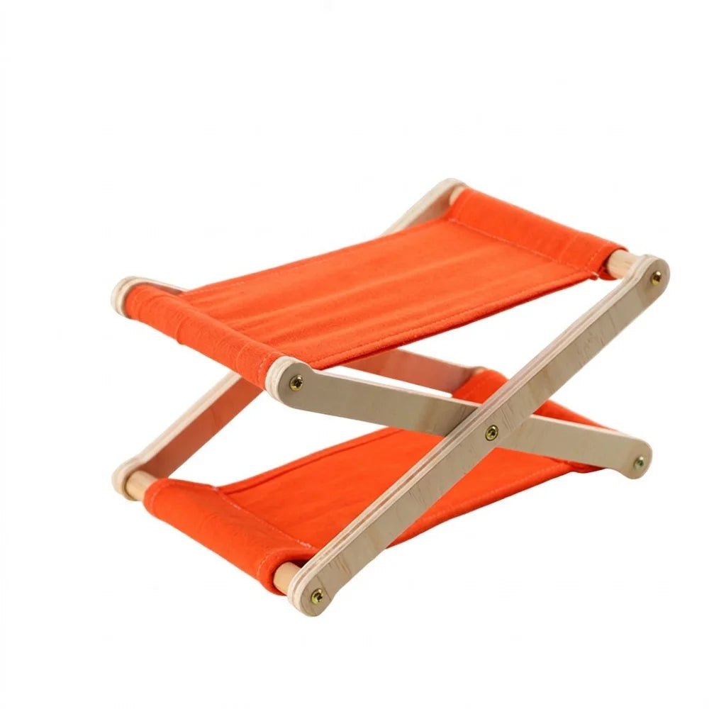 Compact Folding Wooden Beach Pillow Adjustable Height UV Resistant Canvas Lounge Headrest Sunbathing Ergonomic Vue Orange