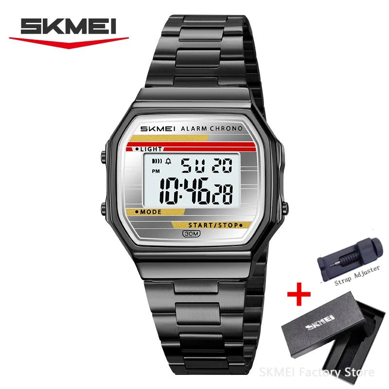 SKMEI 2514 Retro Digital Men's Watch – Stainless Steel, 30M Digital Men's Watch Vue black box China Mainland
