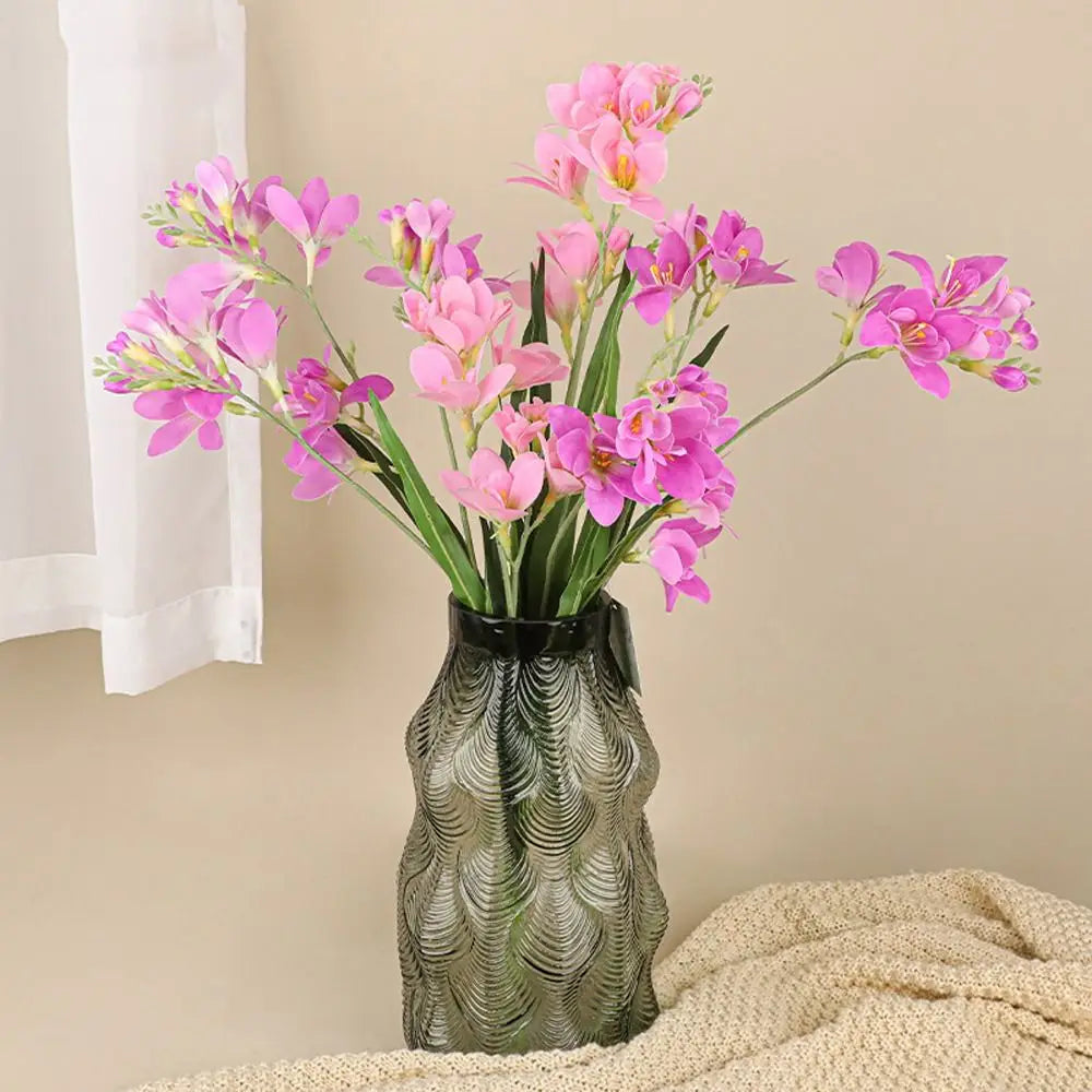 2 Fork Artificial Freesia Flowers Realistic Real Touch Artificial Orchid Branches Handmade Fake Flowers Home Living Room Decor Vue