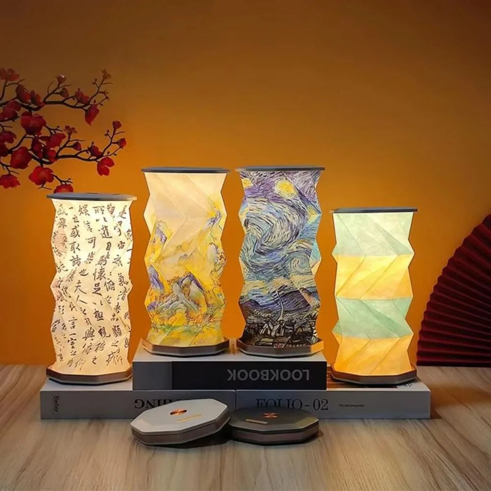 Holiday Ultra Thin Portable Desk Light Creative Cultural Dimmable Table Lamp LED Atmosphere Foldable Paper Latern Decor Vue