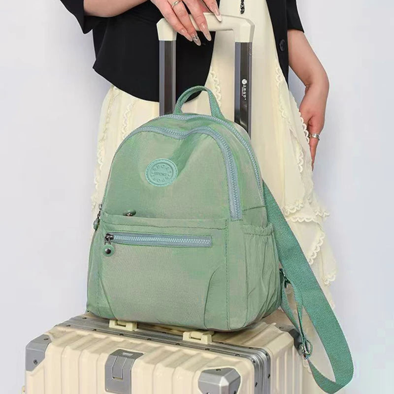 Ladies Multi-color Backpack Round Logo Design Fashionable Women's