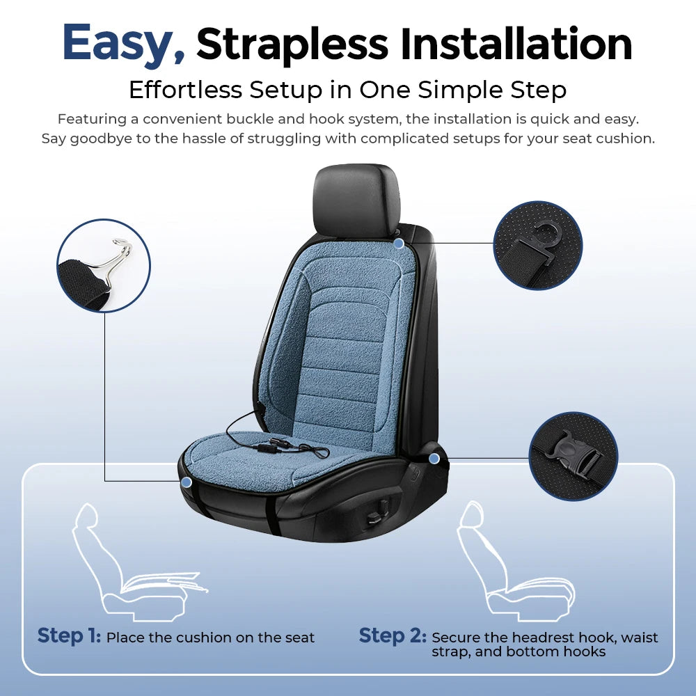 12V Heated Car Seat Cushion – Faux Fur Winter Seat Warmer Heated Car Seat Cover Vue