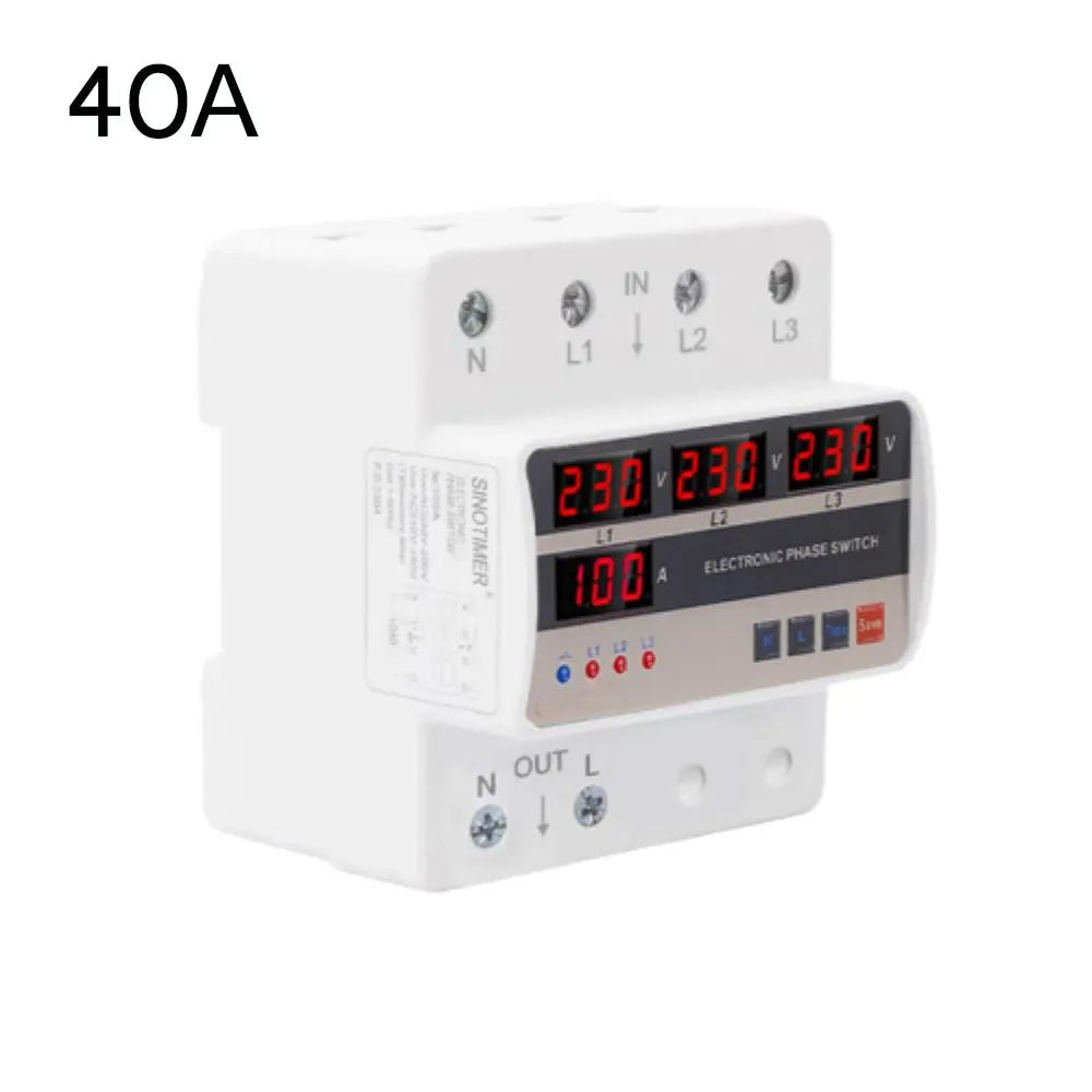 STVP-935S 40A 63A 80A 100A 3 Phase Over Voltage Under Voltage Protector Automatic Transfer Switch Phase Uninterrupted Protector Vue