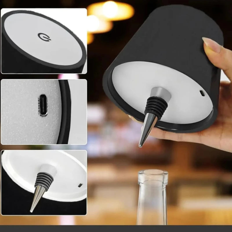 LED Wireless Bottle Shape Table Lamp Touch Dimmable 3 Colors Night Light for Bar Wine Decor Desk Lamp Vue