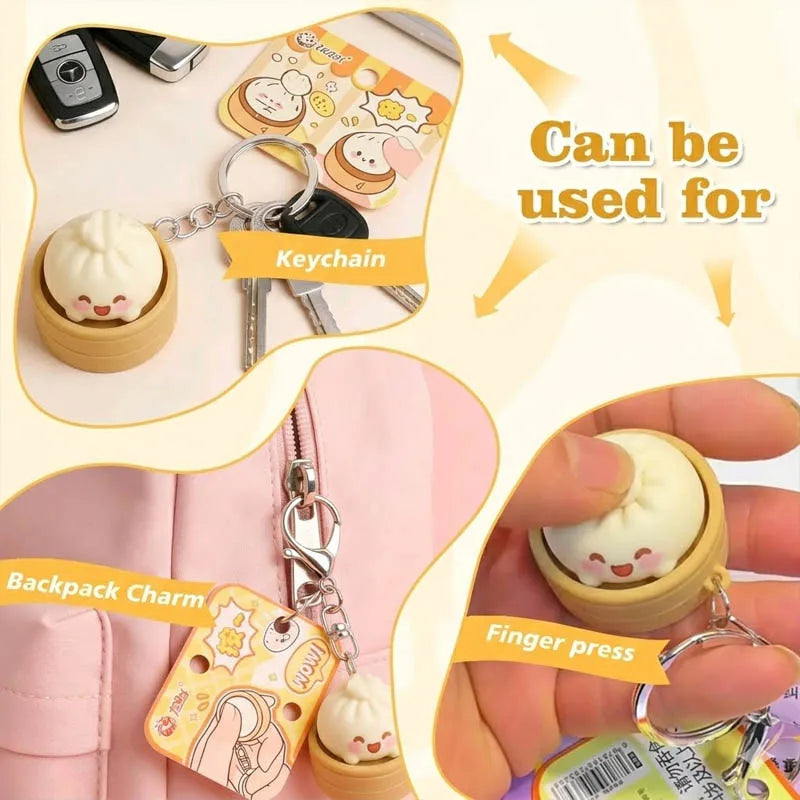 1-20PCS Creative Steamed Bun Keychain Decompression Fidget Dumpling Pendant Bag Charm Stress Relief Gift for Adults Vue