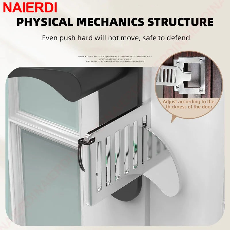 NAIERDI Stainless Steel Portable Door Lock Anti-theft Lock Heavy Duty Security for Home,Hotel,Apartment,College Dorm & Travel Vue