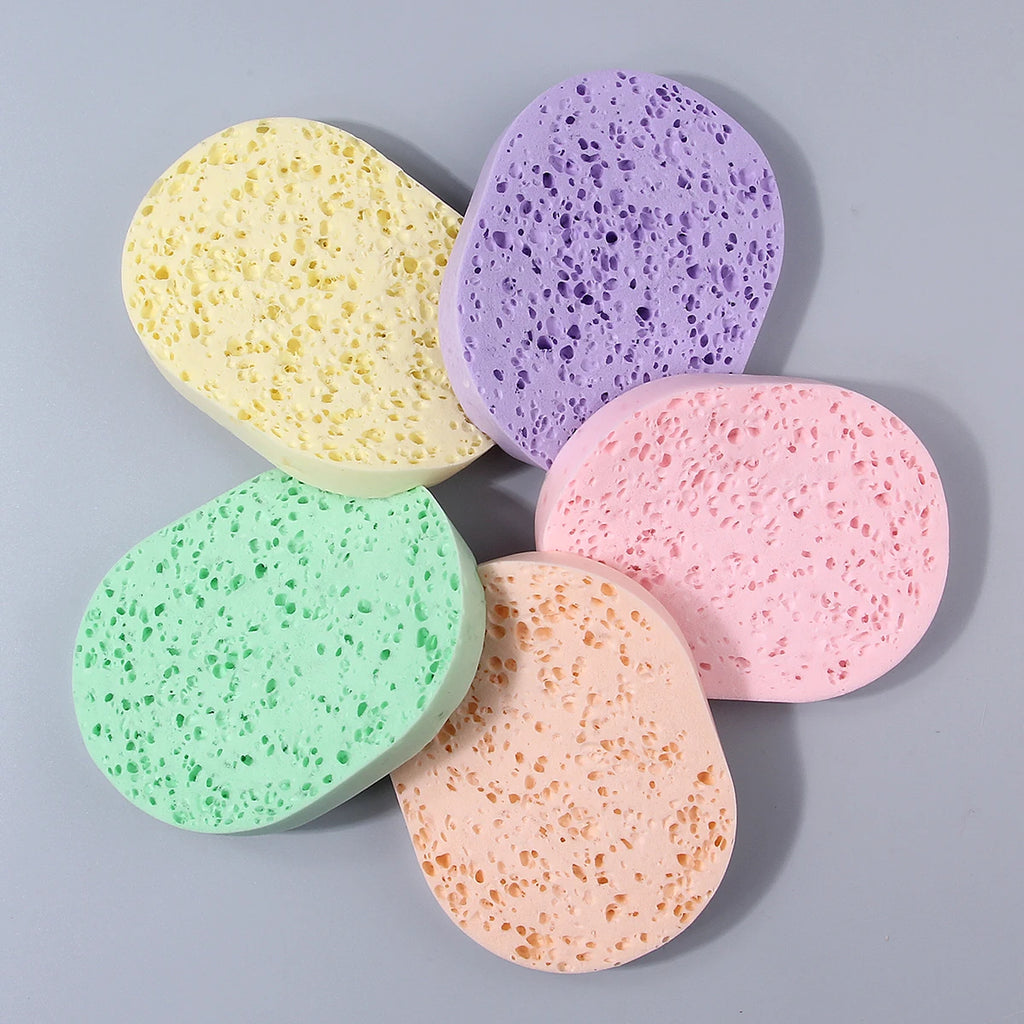 Hot Sale Deep Clean Facial Cleansing Puff,Multicolor Oval Porous Soft Sponge Reusable Exfoliating Face Sponges for Daily Facial Vue