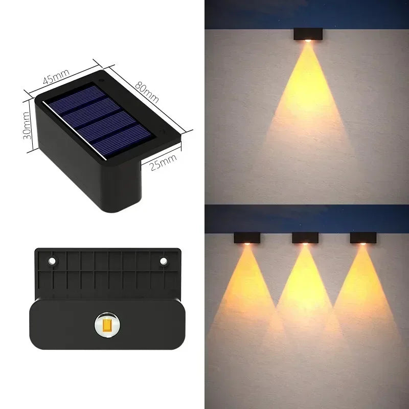1/2/4PCS Solar Wall Lights Outdoor Waterproof Garden Step Lighting for Yard Fence Stair Pathway Decoration Outside Solar Lights Vue Warm-1LED 1PC