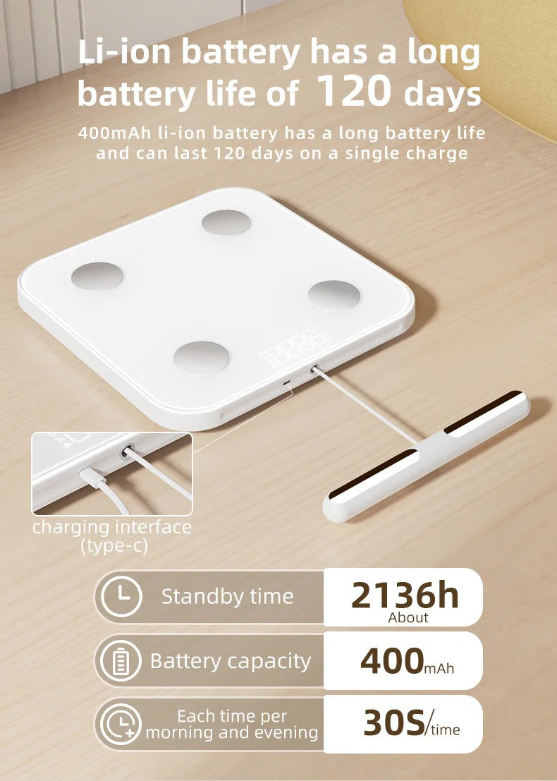 8-Electrode Bluetooth Smart Body Fat Scale, High Precisio Weight Scale, Accurate Body Data Analyzer for Family Personal Health Vue