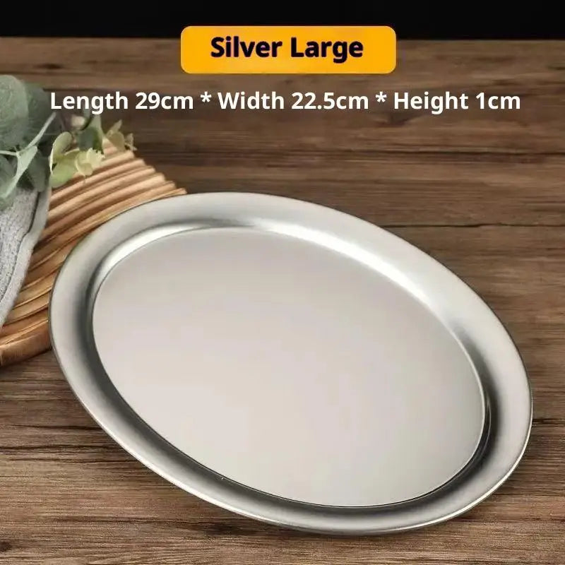 Stainless Steel Oval Fish Plates Household Food Dinner Steamed Vue L