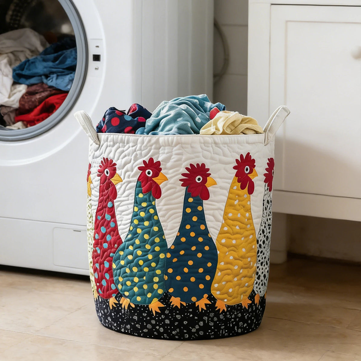 Quilted Foldable Laundry Hamper – Boho Floral, Large Capacity Foldable Laundry Hamper Vue