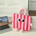 Striped Laptop Sleeve With Cartoon Big Eye Plush Doll Soft Case For Teens Women Office Travel Cute Birthday Christmas Gift Vue 40cm A2