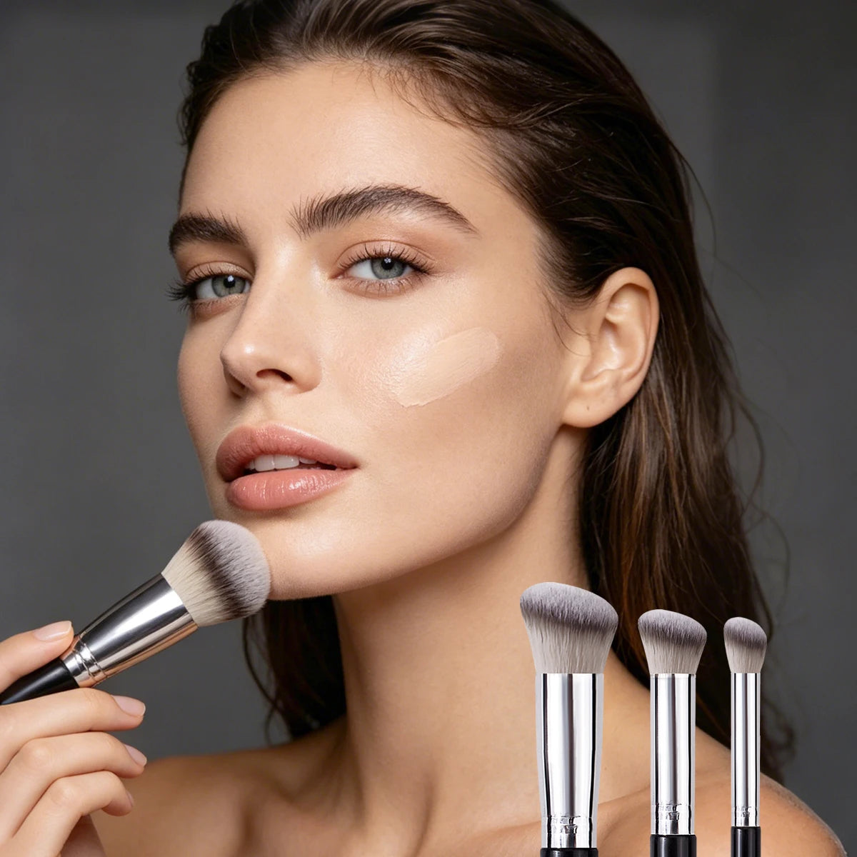 3PC Professional Foundation Concealer Brush,Perfect for Liquid,Cream&Powder Products,Beginners to Achieve Natural Flawless Skin Vue